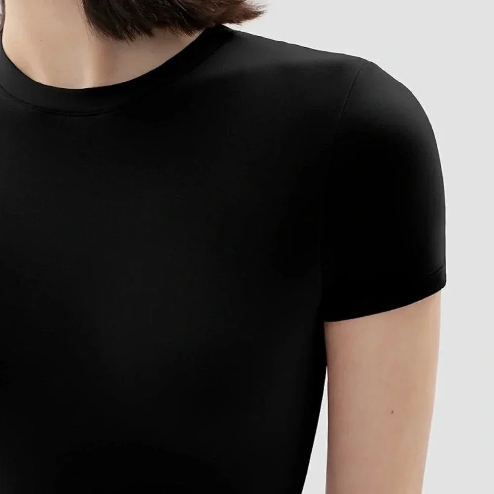 Black Body Suit TShirt Butter Soft Basic Stretch 2X Plus Women’s Trendy NWT - Picture 3 of 10